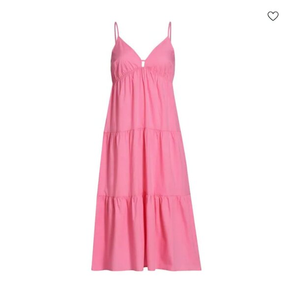 Rails Avril Tiered A-Line Midi Dress in Hot Pink NWT - Picture 4 of 10